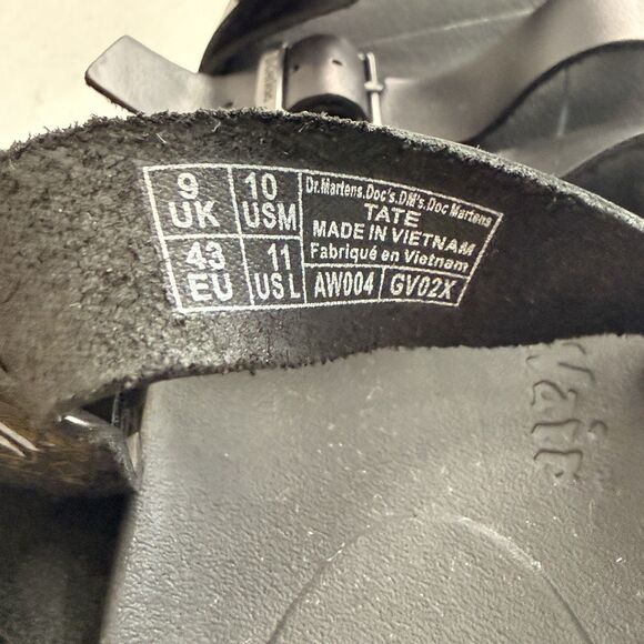 New DR. MARTENS "Tate" Black Leather 4-Strap Sandals Mens 10 Womens 11.5 w/o Box - Picture 11 of 12